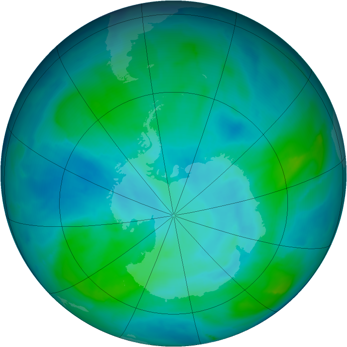Antarctic ozone map for 14 February 2013